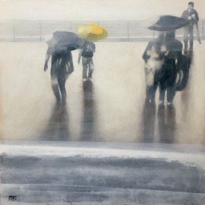 MIXED MEDIA SU TELA STEFANO MARIANI ' CONFINE 14 ' dimensioni L 50 x H 50 cm.