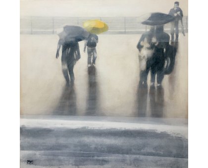 MIXED MEDIA SU TELA STEFANO MARIANI ' CONFINE 14 ' dimensioni L 50 x H 50 cm.