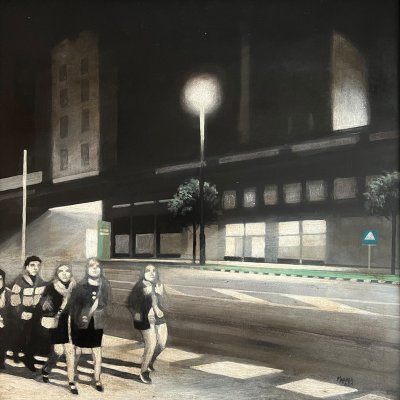 MIXED MEDIA SU TAVOLA STEFANO MARIANI ' CONFINE 17 ' dimensioni L 48 x H 48 cm.