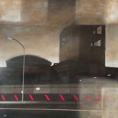 MIXED MEDIA SU TAVOLA STEFANO MARIANI ' CONFINE 19 ' dimensioni L 80 x H 80 cm.