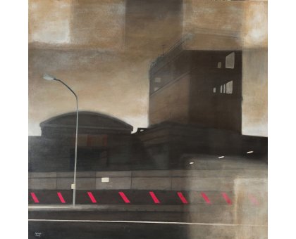 MIXED MEDIA SU TAVOLA STEFANO MARIANI ' CONFINE 19 ' dimensioni L 80 x H 80 cm.