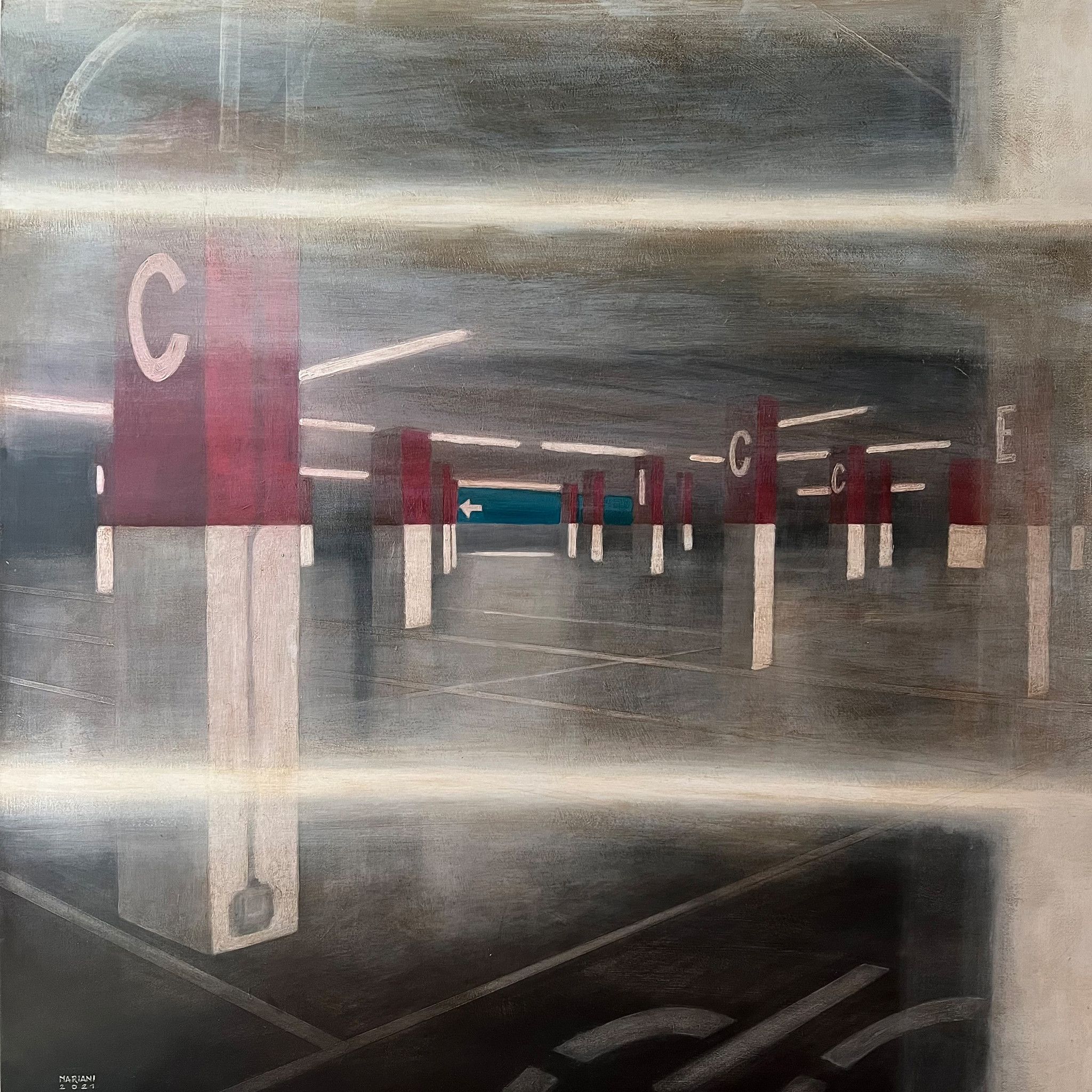 MIXED MEDIA SU TAVOLA  STEFANO  MARIANI ' CONFINE  23  '  dimensioni L