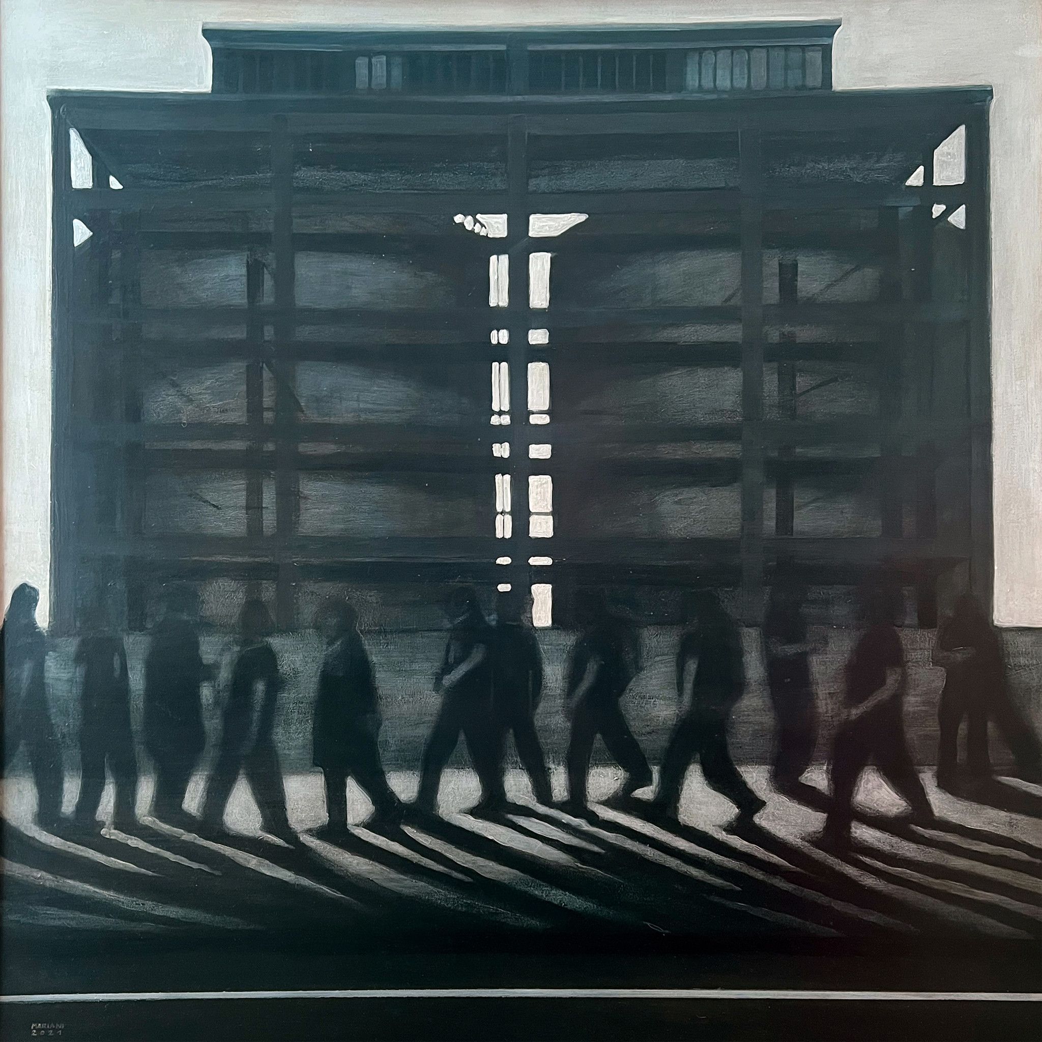 MIXED MEDIA SU TAVOLA  STEFANO  MARIANI ' CONFINE  24  '  dimensioni L 80  x H 80 cm.