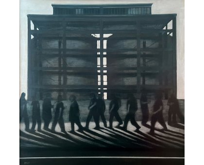 MIXED MEDIA SU TAVOLA STEFANO MARIANI ' CONFINE 24 ' dimensioni L 80 x H 80 cm.