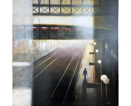 MIXED MEDIA SU TAVOLA STEFANO MARIANI ' CONFINE 26 ' dimensioni L 80 x H 80 cm.