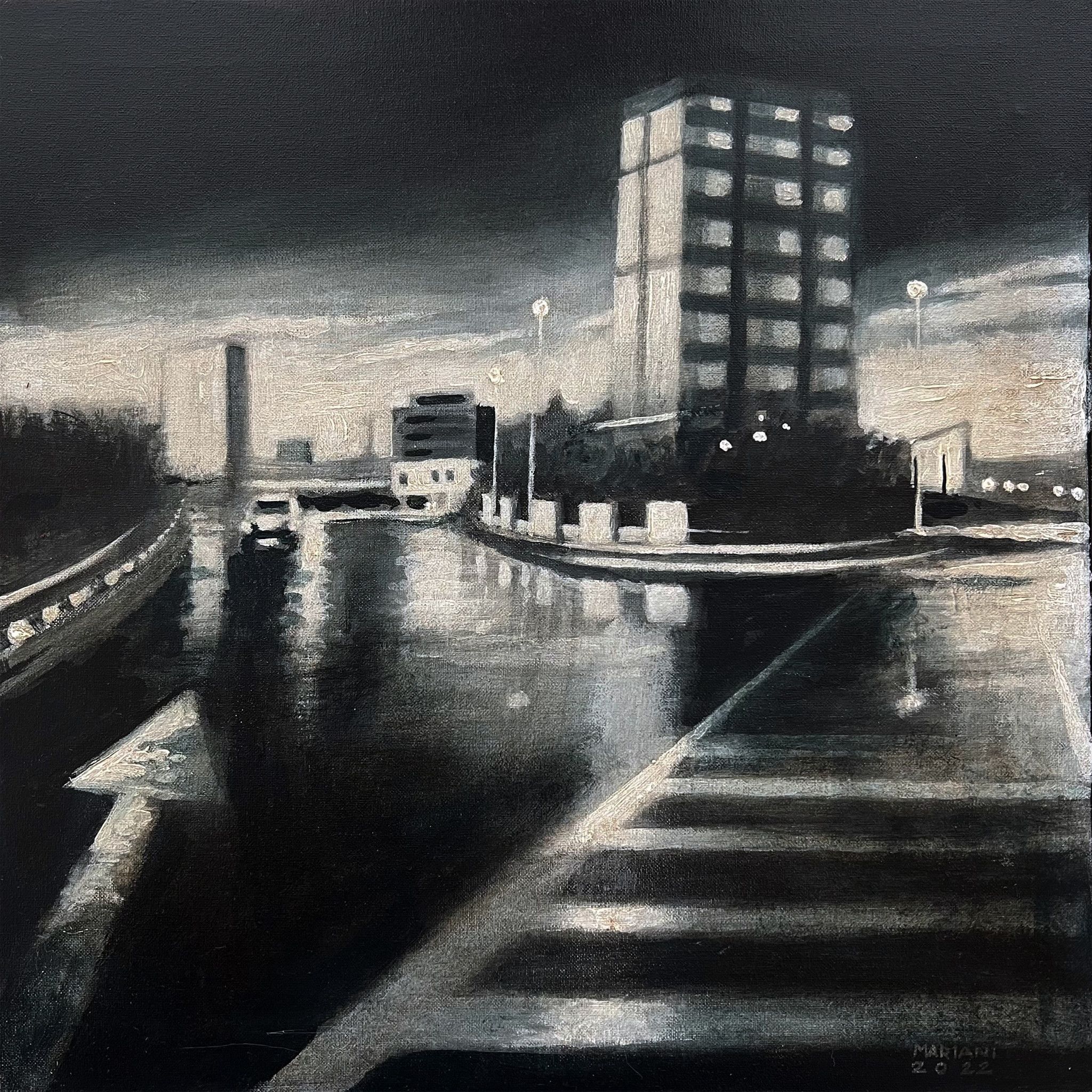 MIXED MEDIA SU TAVOLA  STEFANO  MARIANI ' CONFINE  27  '  dimensioni L 30 x H 30 cm.