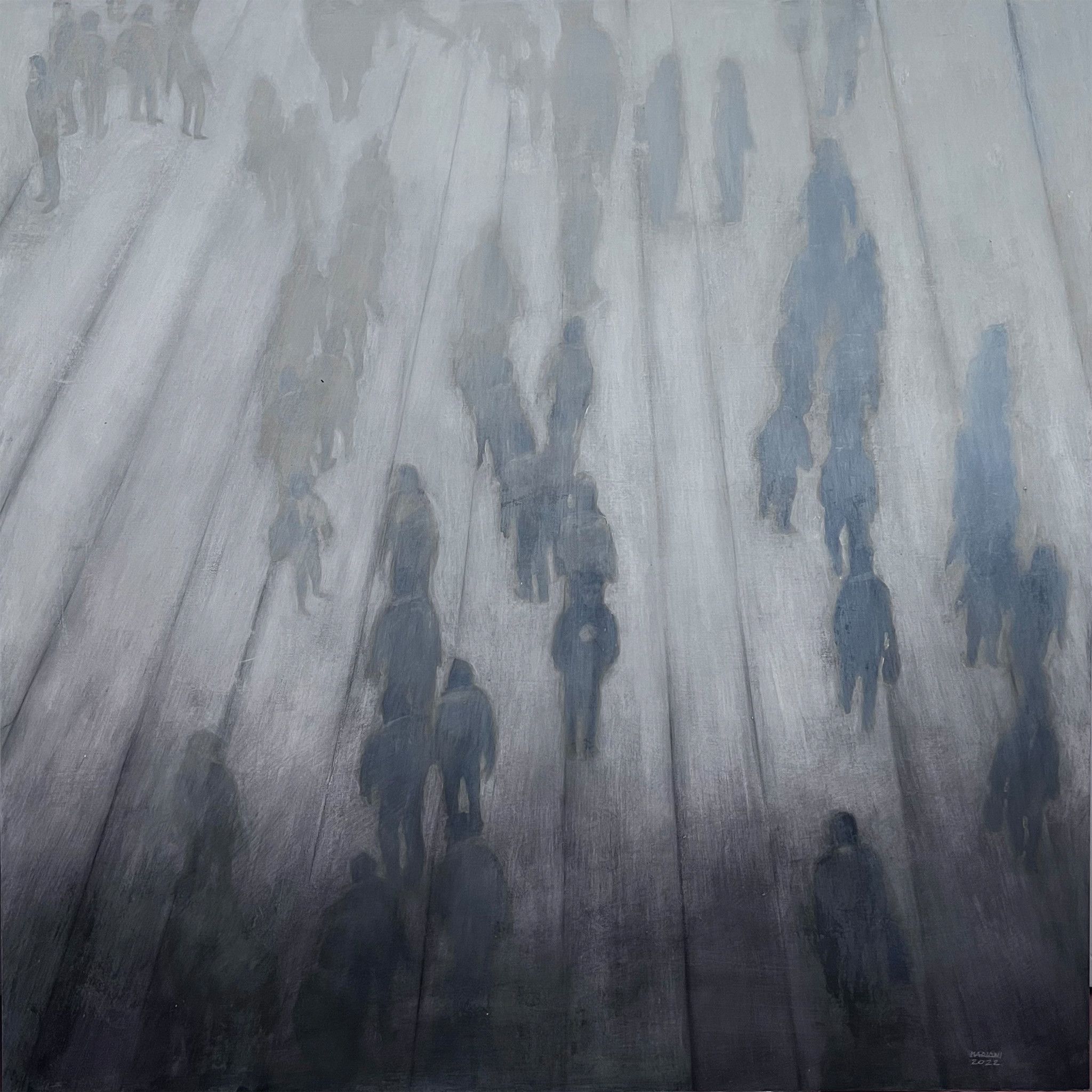 MIXED MEDIA SU TAVOLA  STEFANO  MARIANI ' URB - EX - 10  '  dimensioni L 80 x H 80 cm.