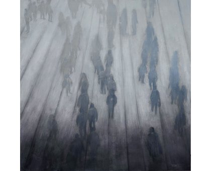 MIXED MEDIA SU TAVOLA STEFANO MARIANI ' URB - EX - 10 ' dimensioni L 80 x H 80 cm.