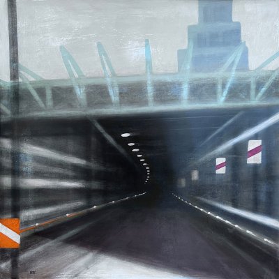 MIXED MEDIA SU TAVOLA STEFANO MARIANI ' URB _ EX _ 19 ' dimensioni L 80 x H 80 cm.