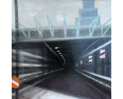 MIXED MEDIA SU TAVOLA STEFANO MARIANI ' URB _ EX _ 19 ' dimensioni L 80 x H 80 cm.