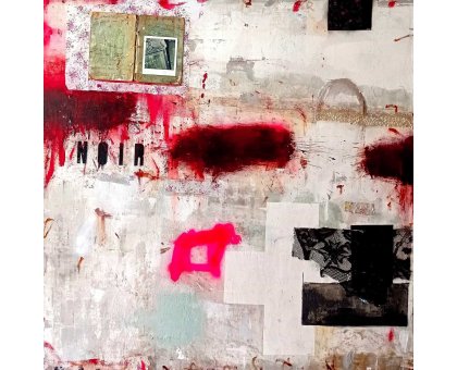 MIXED MEDIA SU TELA MELISSA DAMSON ' FILM NOIR 1 ' dimensioni L 100 x H 100 cm.