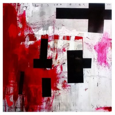 MIXED MEDIA SU PVC MELISSA DAMSON ' BROKEN RIBS ' dimensioni L 150 x H 150 cm.