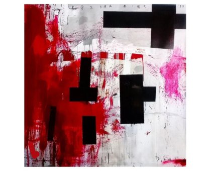 MIXED MEDIA SU PVC MELISSA DAMSON ' BROKEN RIBS ' dimensioni L 150 x H 150 cm.