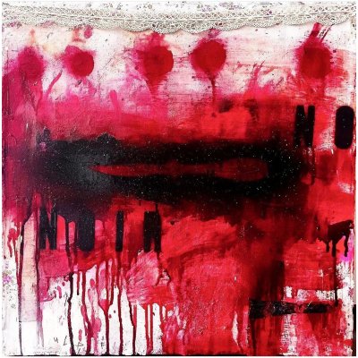 MIXED MEDIA SU TELA MELISSA DAMSON ' FILM NOIR 3 ' dimensioni L 50 x H 50 cm.