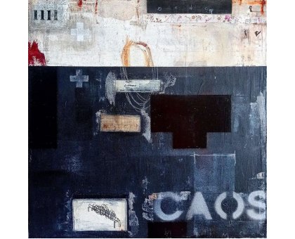 MIXED MEDIA SU TELA MELISSA DAMSON ' CAOS 1 ' dimensioni L 50 x H 50 cm.