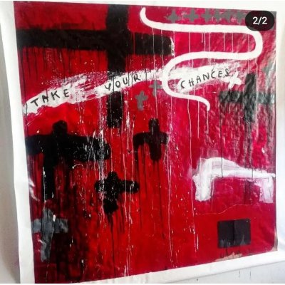 MIXED MEDIA SU PVC MELISSA DAMSON ' RUSSIAN ROULETTE ' dimensioni L 150 x H 150 cm.