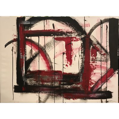 ACRILICO SU TELA SANDRA MENOIA ' OLTRE LA FINESTRA ' dimensioni L 130 x H 95 cm.