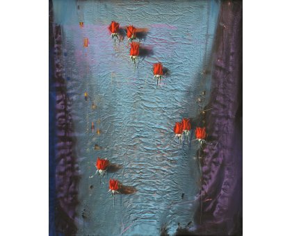 MIXED MEDIA MARIO MADIAI " ROSE 1" dimensioni L 100 x H 120 cm.