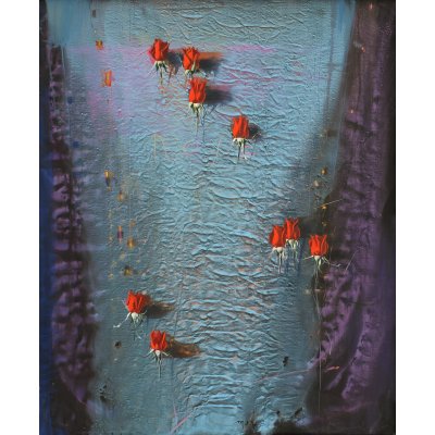 MIXED MEDIA MARIO MADIAI " ROSE 1" dimensioni L 100 x H 120 cm.