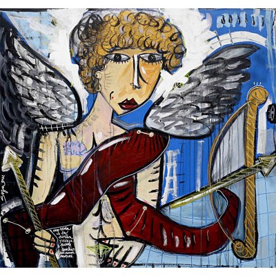 ACRILICO SU TELA ALESSANDRO SIVIGLIA ' LOVE F*** ' dimensioni L 83 x H 78 cm.