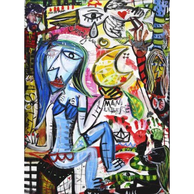 ACRILICO SU TELA ALESSANDRO SIVIGLIA ' CON LE MANI ' dimensioni L 90 x H 68 cm.