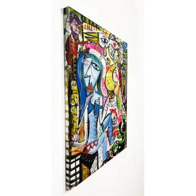 ACRILICO SU TELA ALESSANDRO SIVIGLIA ' CON LE MANI ' dimensioni L 90 x H 68 cm.