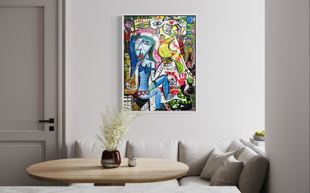 ACRILICO SU TELA  ALESSANDRO  SIVIGLIA ' CON LE MANI '  dimensioni L 90 x H 68 cm.