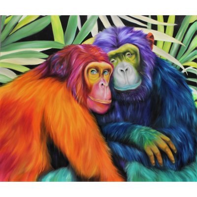 OLIO SU TELA GIUSI VELLONI ' ERIKA E PETRA ' dimensioni L 110 x H 120 cm.