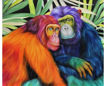 OLIO SU TELA GIUSI VELLONI ' ERIKA E PETRA ' dimensioni L 110 x H 120 cm.