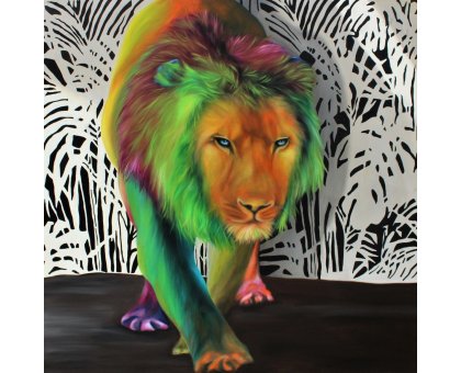 OLIO SU TELA GIUSI VELLONI ' ROY ' dimensioni L 140 x H 140 cm.