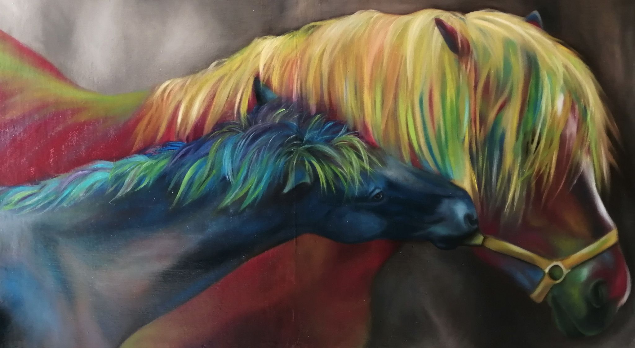 OLIO SU TELA  GIUSI  VELLONI ' NATO  LIBERO  '  dimensioni L 76 x H 133 cm.