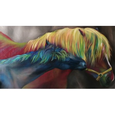 OLIO SU TELA GIUSI VELLONI ' NATO LIBERO ' dimensioni L 76 x H 133 cm.