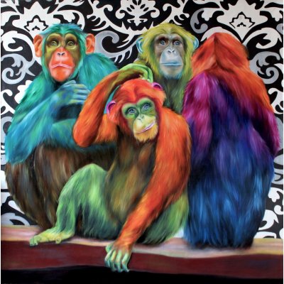 OLIO SU TELA GIUSI VELLONI ' NOI QUATTRO ' dimensioni L 120 x H 120 cm.