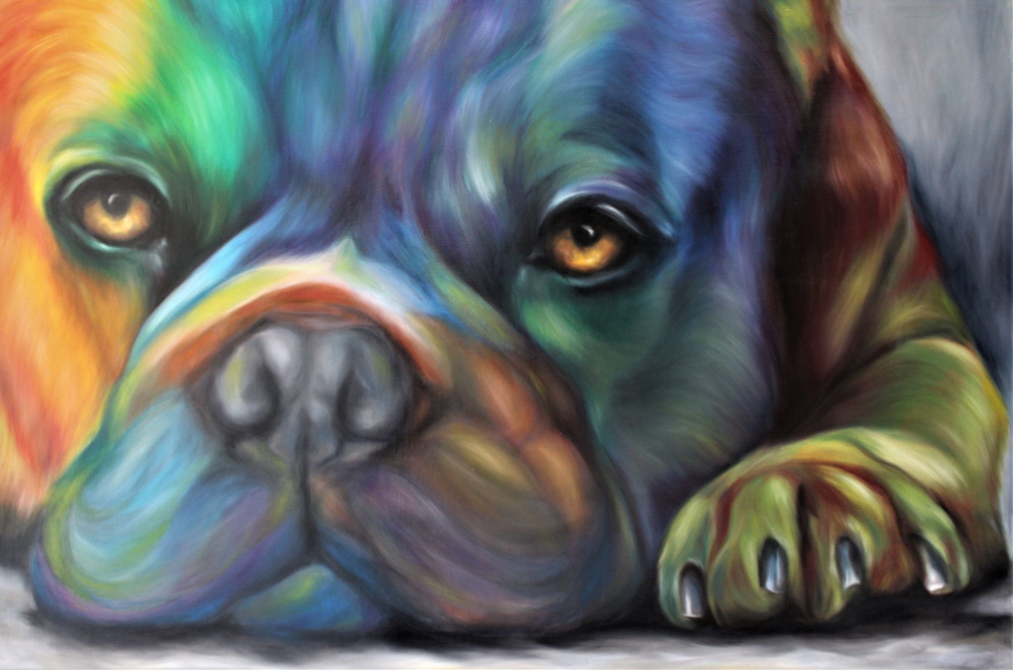 OLIO SU TELA  GIUSI  VELLONI ' RAMBO '  dimensioni L 110 x H 160 cm.