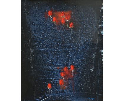 MIXED MEDIA MARIO MADIAI " ROSE 3 " dimensioni L 100 x H 120 cm.