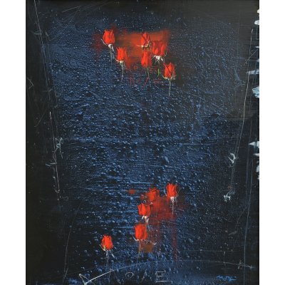 MIXED MEDIA MARIO MADIAI " ROSE 3 " dimensioni L 100 x H 120 cm.