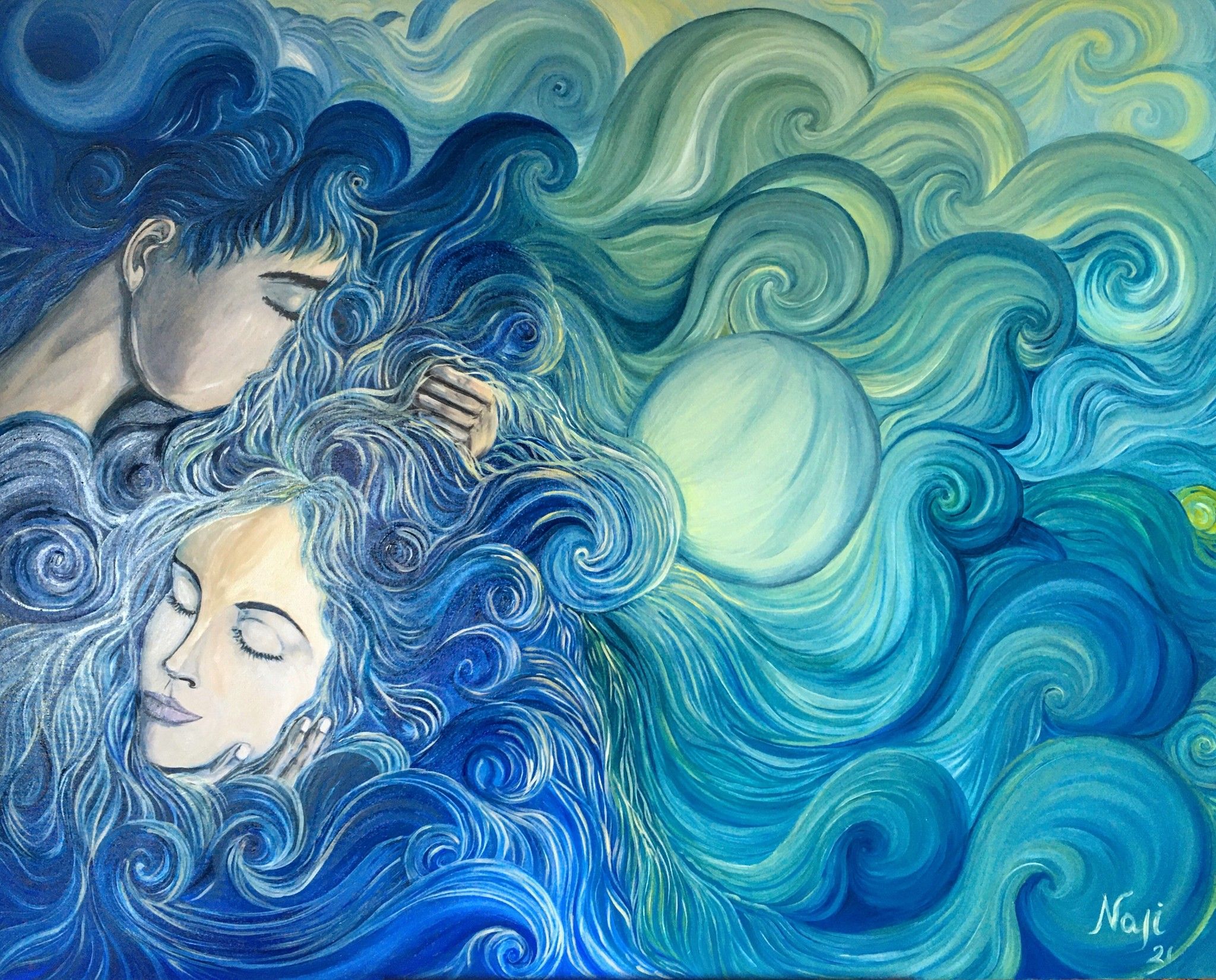 OLIO SU TELA  NADIA  GISTRI ' ACQUAARIA  '  dimensioni L 100 x H 80 cm.