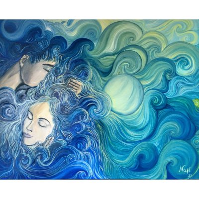 OLIO SU TELA NADIA GISTRI ' ACQUAARIA ' dimensioni L 100 x H 80 cm.