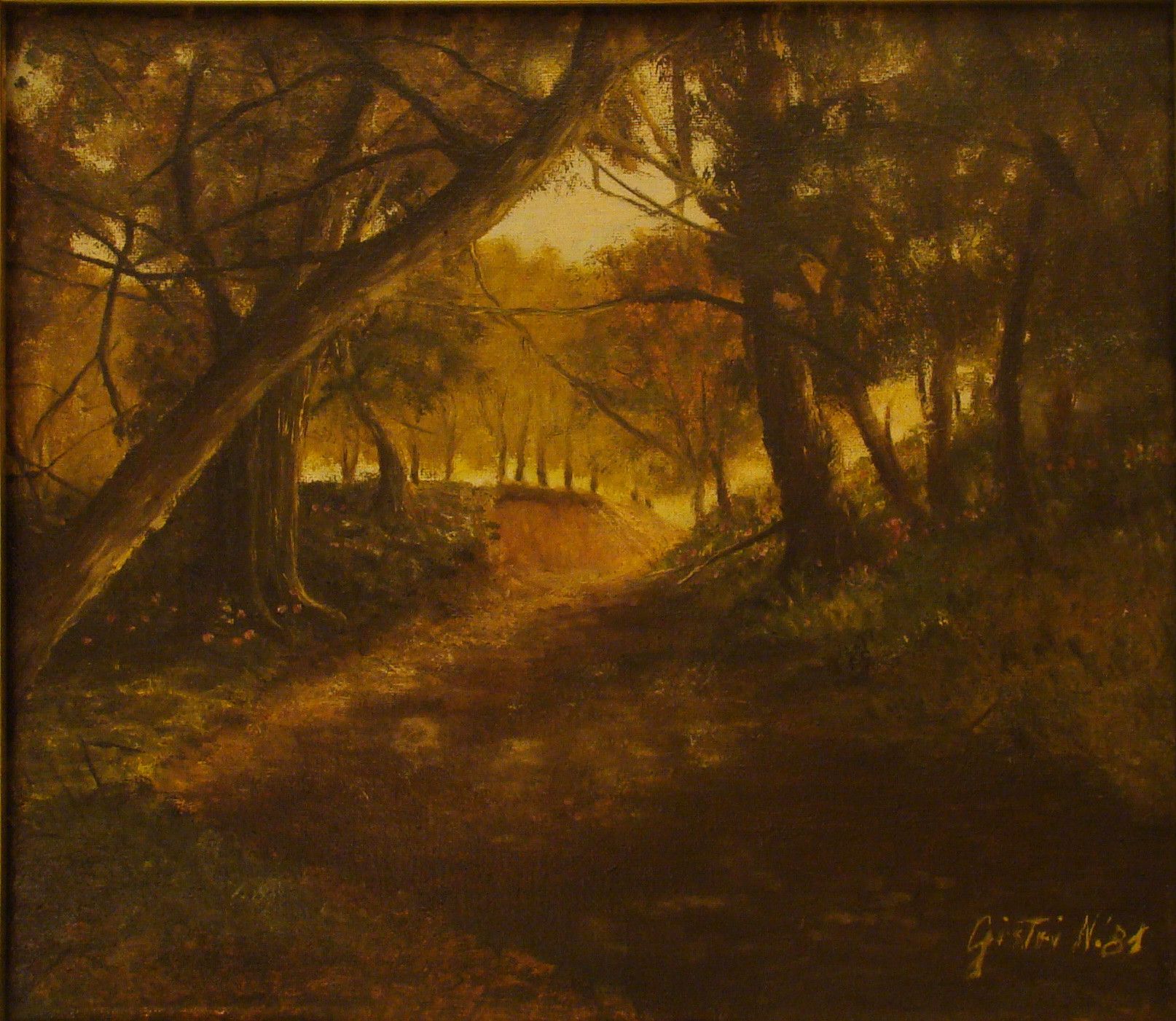 OLIO SU TELA  NADIA  GISTRI ' IL SENTIERO '  dimensioni L 40 x H 35 cm.