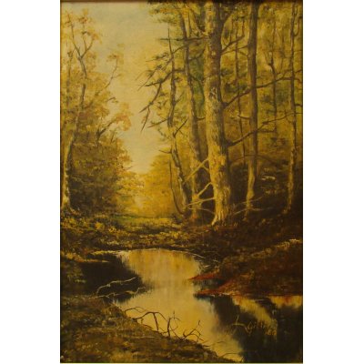 OLIO SU TELA NADIA GISTRI ' LUCE NEL BOSCO ' dimensioni L 40 x H 60 cm.