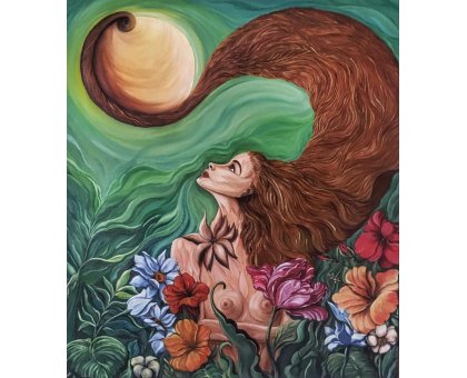 OLIO SU TELA NADIA GISTRI ' FOTOSINTESI ' dimensioni L 60 x H 70 cm.