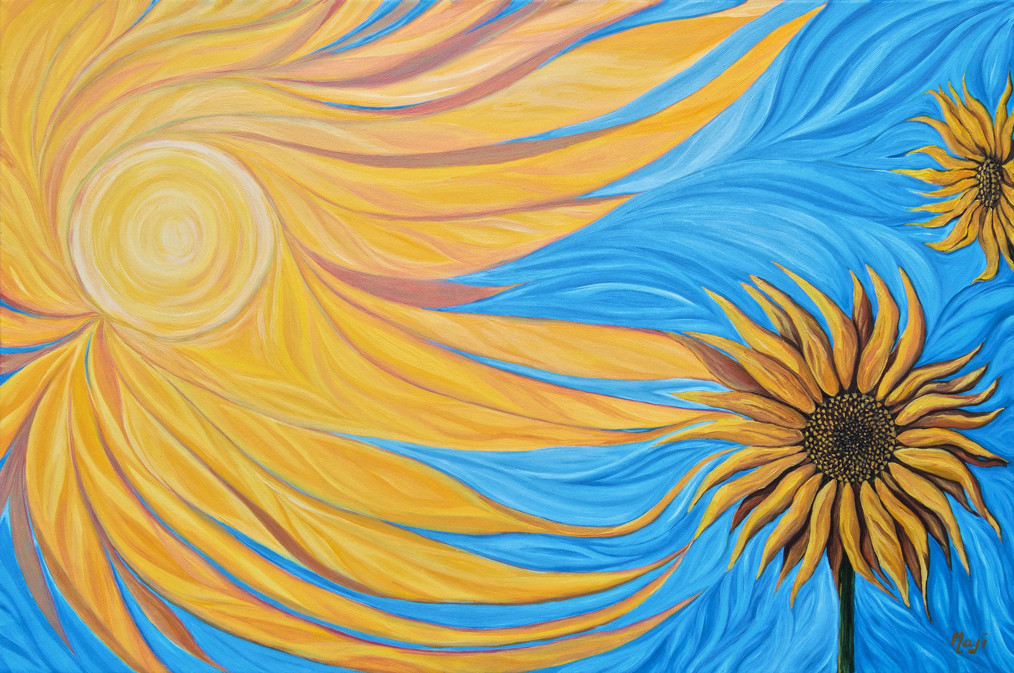 OLIO SU TELA  NADIA  GISTRI  ' CONNESSIONE '  dimensioni L 90 x H 60 cm.
