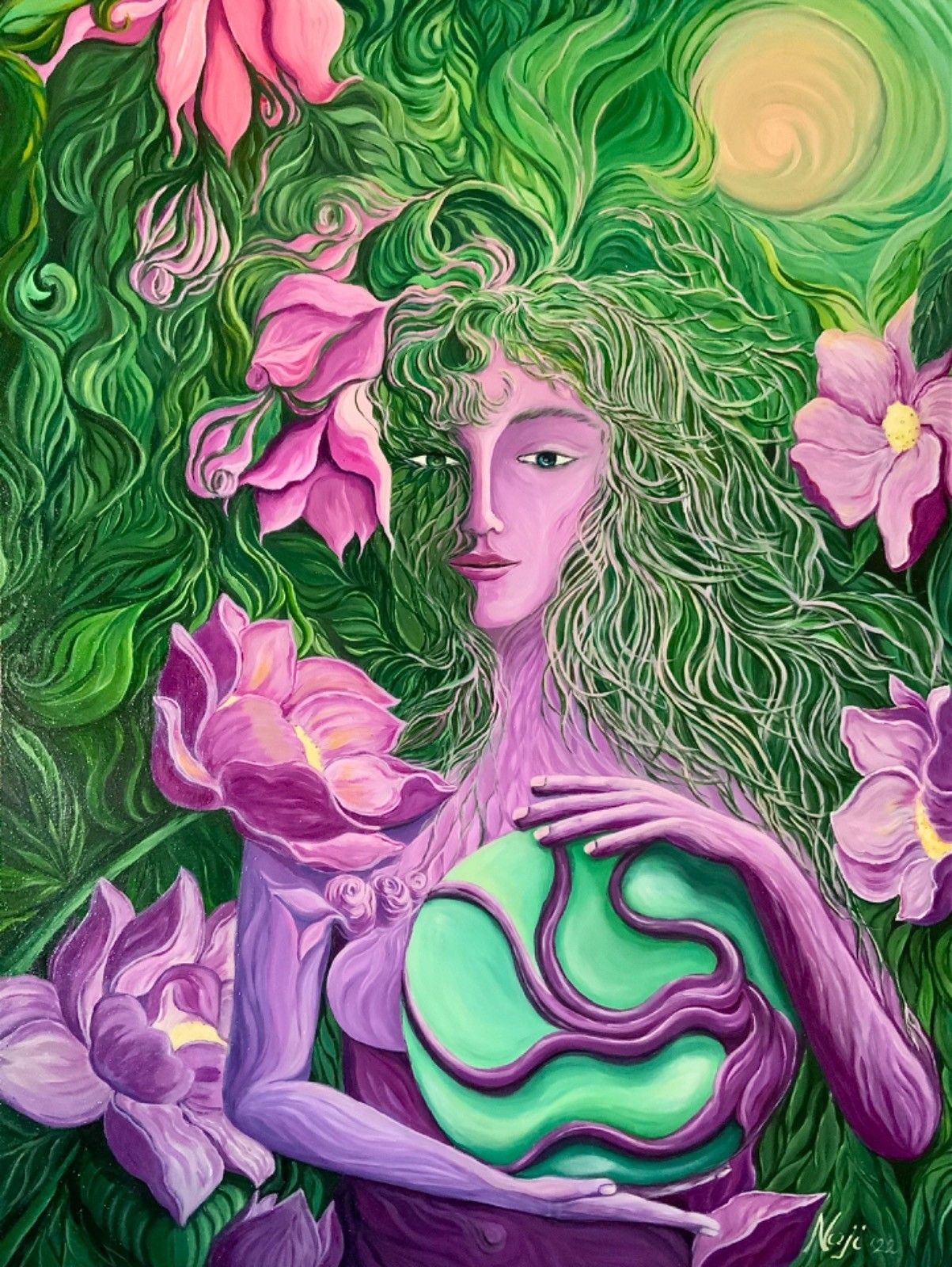 OLIO SU TELA  NADIA  GISTRI ' RESPIRO  DELL 'UNIVERSO '  dimensioni L 60 x H 90 cm.