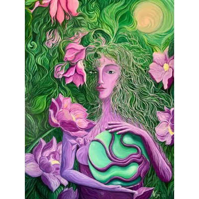 OLIO SU TELA NADIA GISTRI ' RESPIRO DELL 'UNIVERSO ' dimensioni L 60 x H 90 cm.