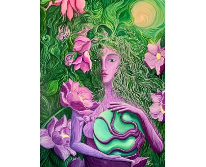 OLIO SU TELA NADIA GISTRI ' RESPIRO DELL 'UNIVERSO ' dimensioni L 60 x H 90 cm.