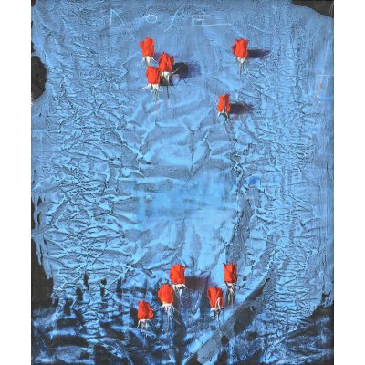 MIXED MEDIA MARIO MADIAI " ROSES 5 " dimensioni L 100 x H 120 cm.