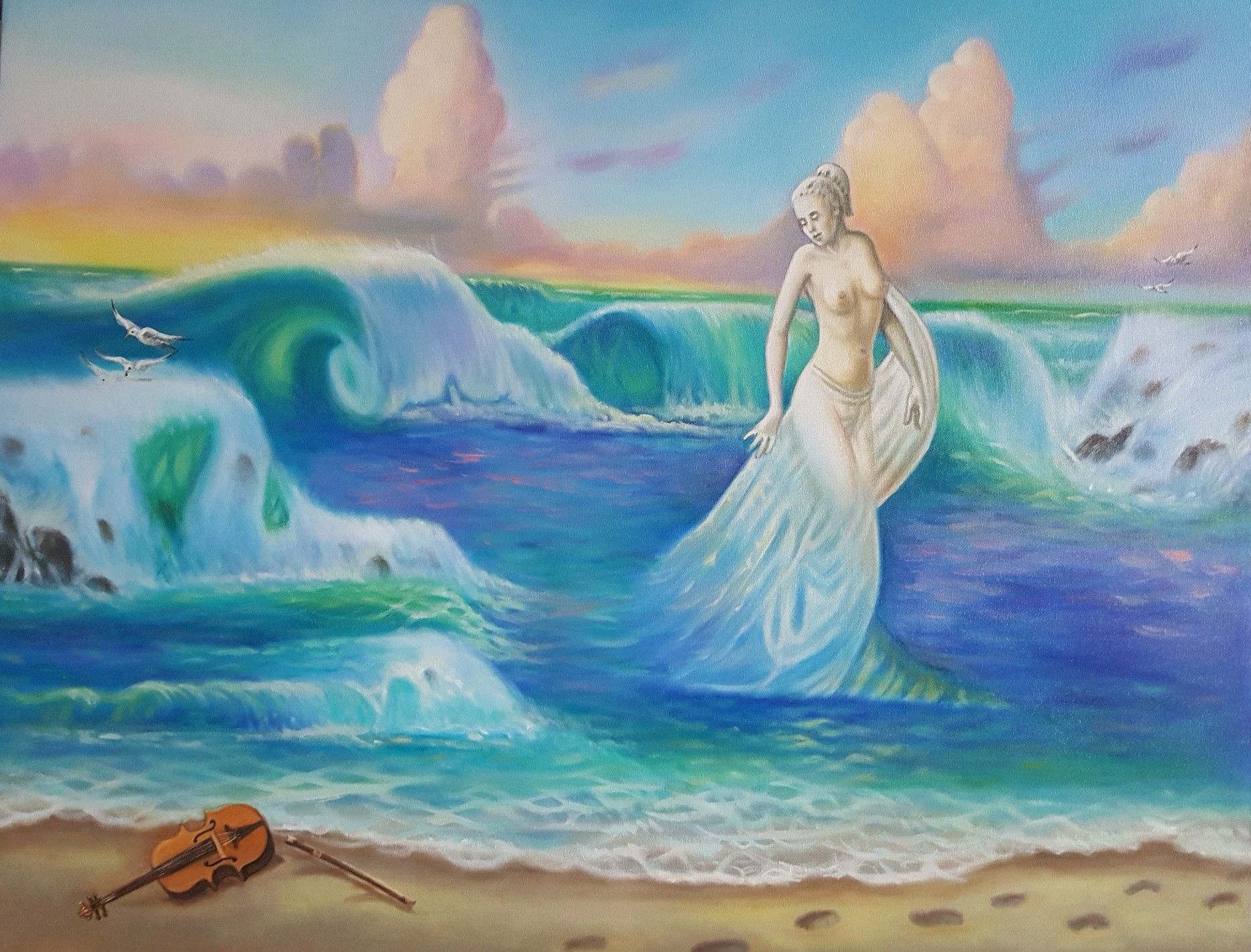 OLIO SU TELA FRANCO GARUTI ' DESIDERIO  IRRAGGIUNGIBILE  '  dimensioni L 100 x H 80 cm.