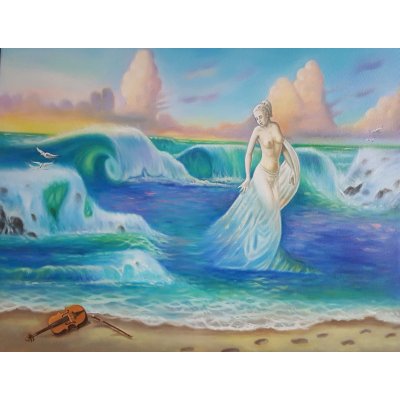 OLIO SU TELA FRANCO GARUTI ' DESIDERIO IRRAGGIUNGIBILE ' dimensioni L 100 x H 80 cm.