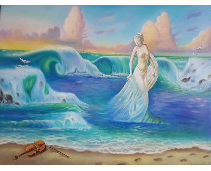 OLIO SU TELA FRANCO GARUTI ' DESIDERIO IRRAGGIUNGIBILE ' dimensioni L 100 x H 80 cm.