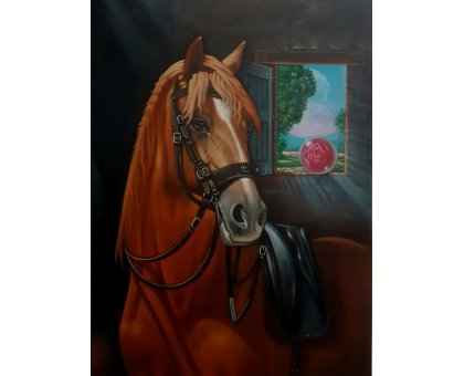 OLIO SU TELA FRANCO GARUTI ' AMORE E RISPETTO ' dimensioni L 50 x H 70 cm.